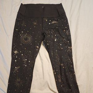 Gap, L yoga pants, black w/gold stars